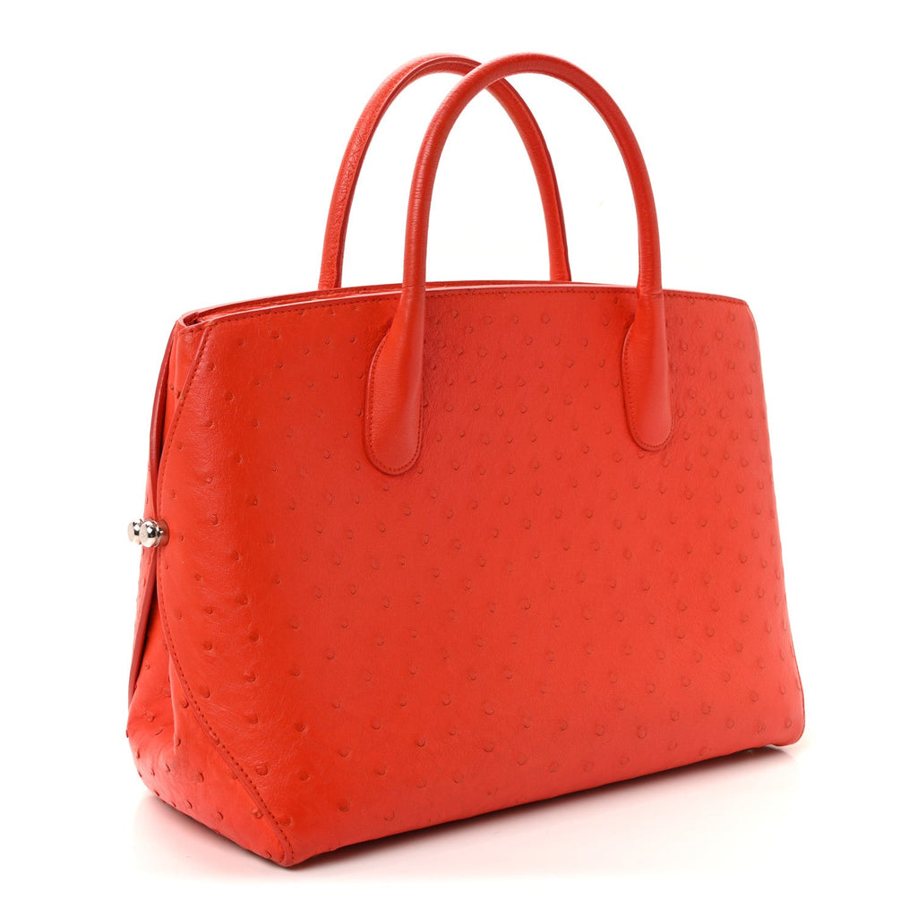 Christian Dior Ostrich Large Open Bar Tote Orange