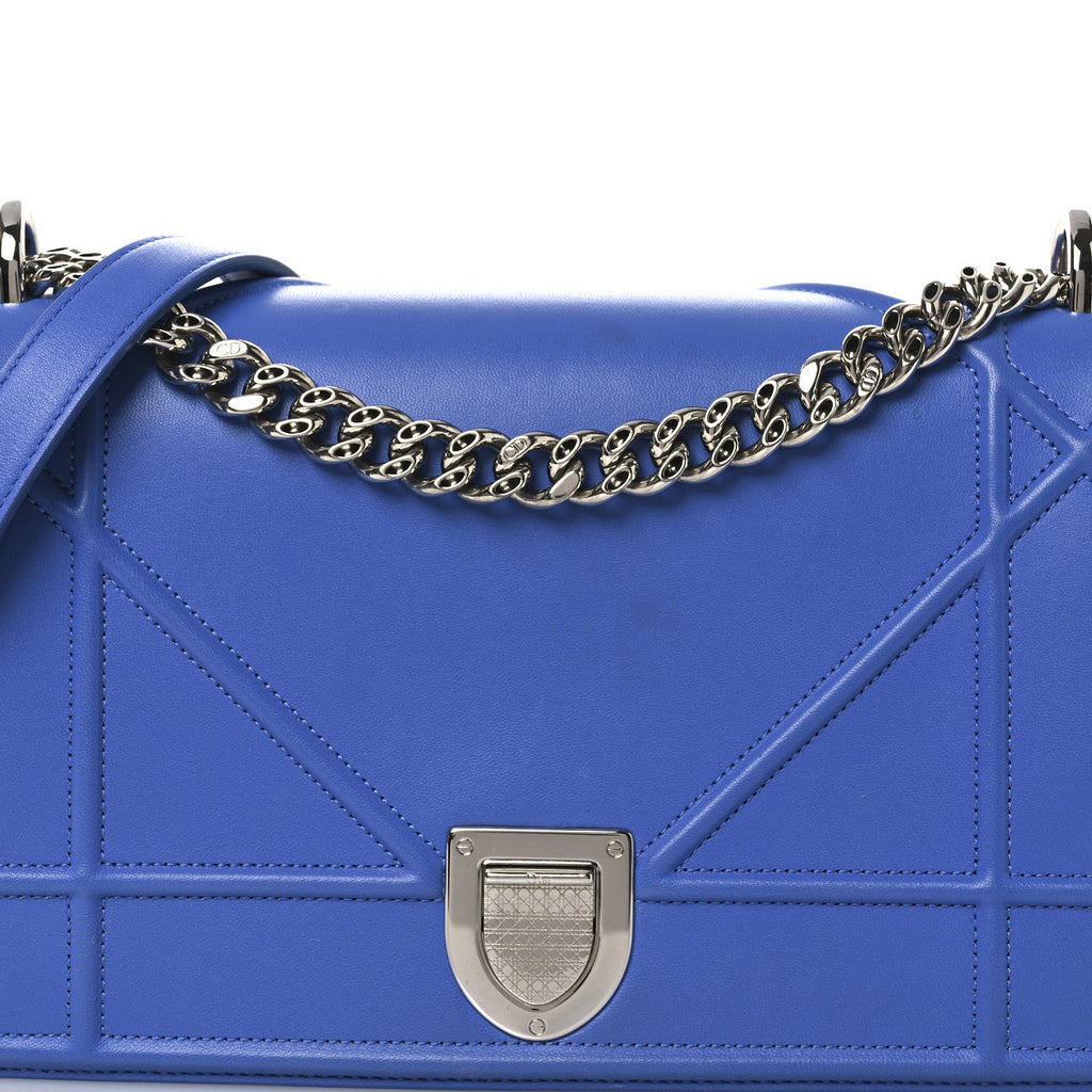 Christian Dior Smooth Calfskin Medium Diorama Flap Bag Blue