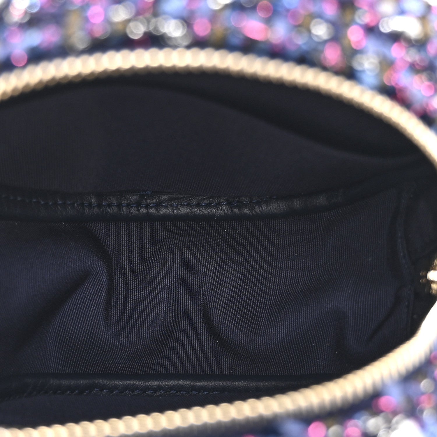 Chanel Tweed Quilted Round Clutch With Chain Multicolor