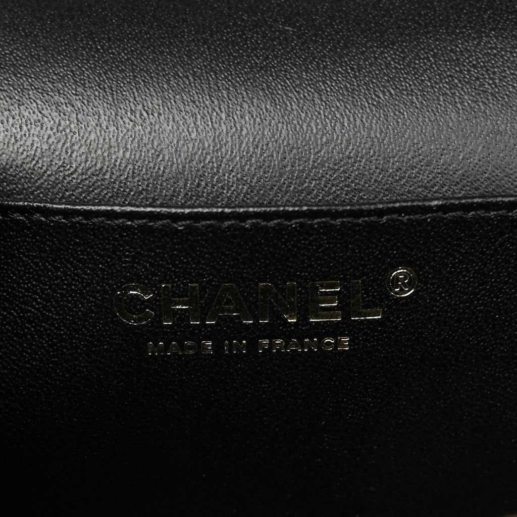 Chanel Lambskin Flat Quilted Knock On Wood Large Vanity Case Black