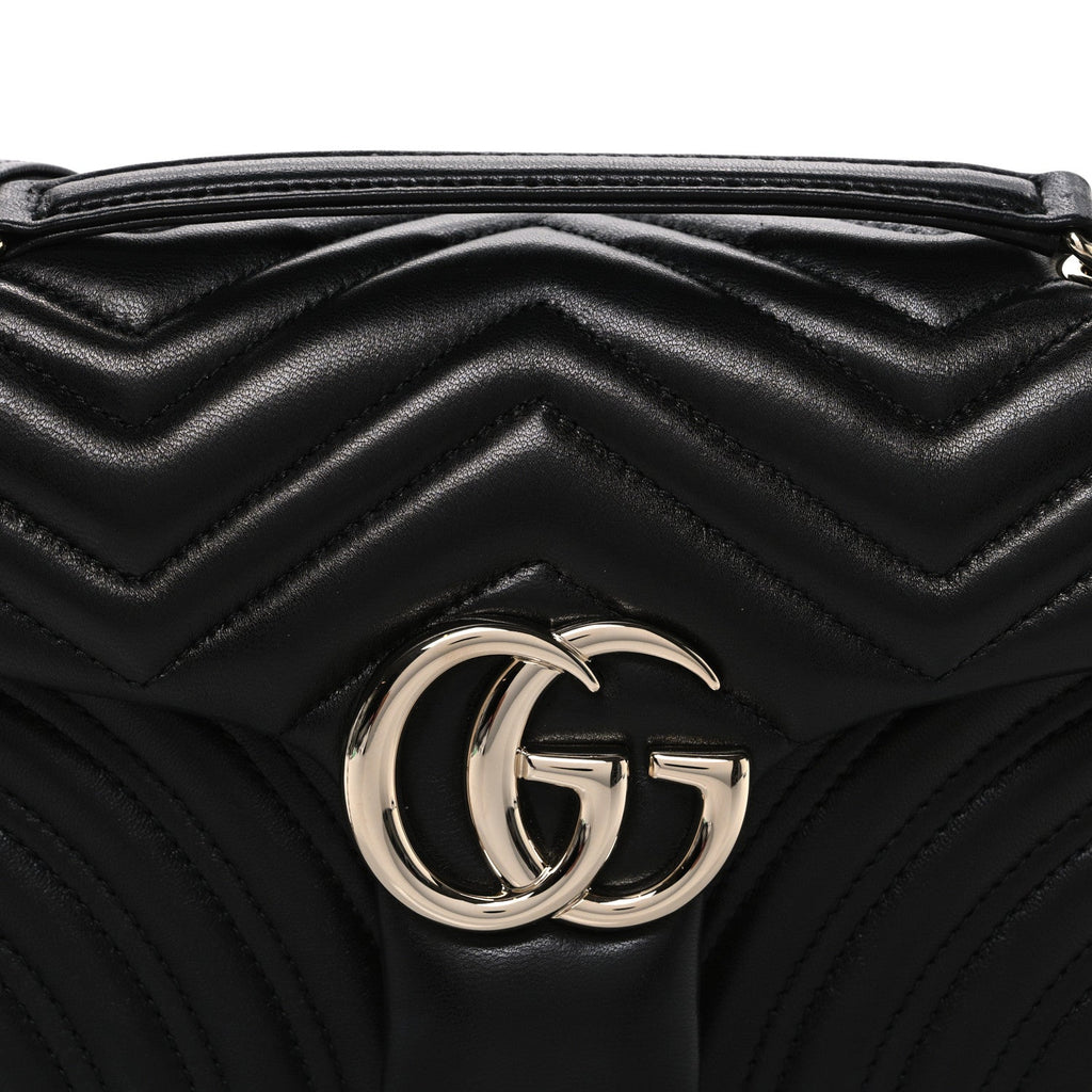Gucci Lambskin Matelasse Medium GG Marmont Shoulder Bag Black