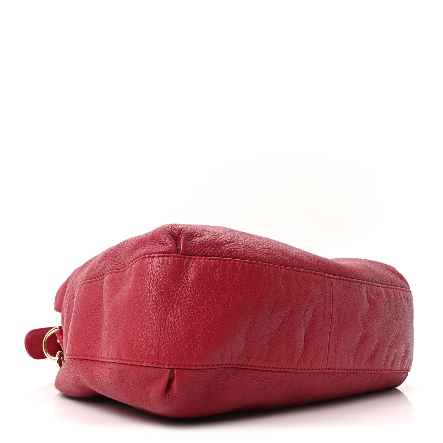 Gucci Pebbled Calfskin Medium G Wave Shoulder Bag Red