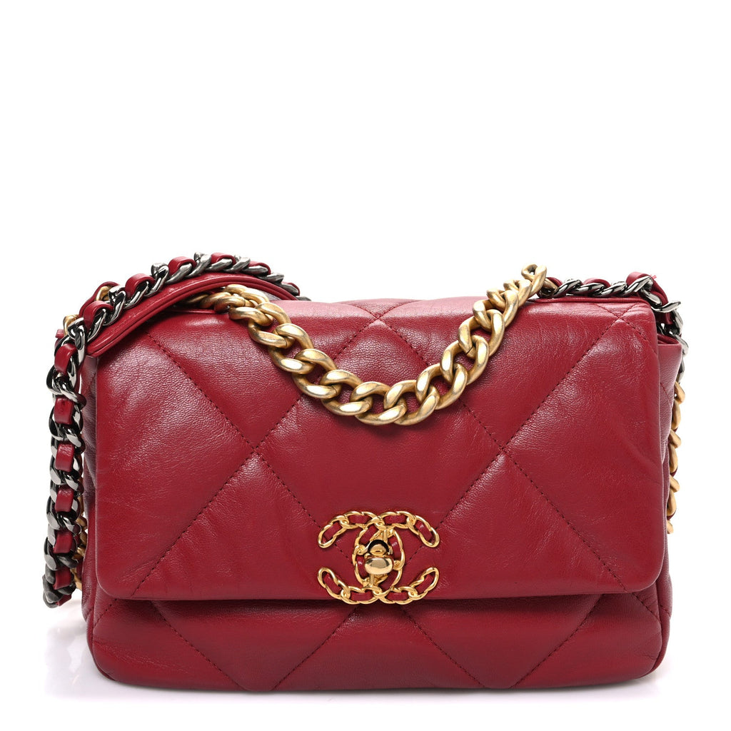 Chanel Goatskin Quilted Medium Chanel 19 Flap Red