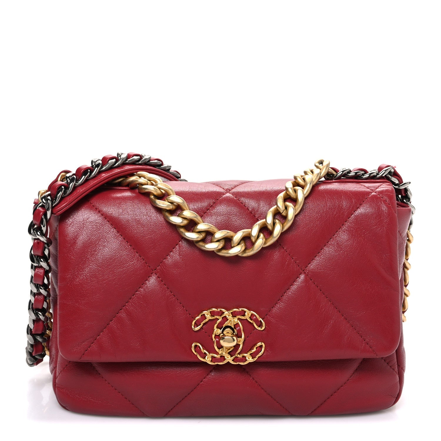 Chanel Goatskin Quilted Medium Chanel 19 Flap Red