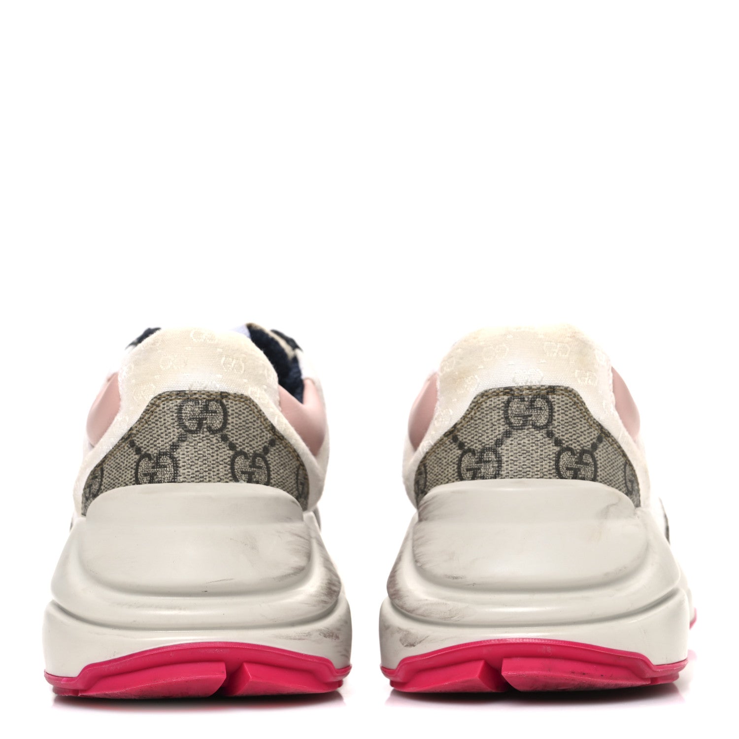 Gucci GG Supreme Monogram Mix Monogram Womens Rhyton Sneakers 36 London Blue Beige Pale Pink
