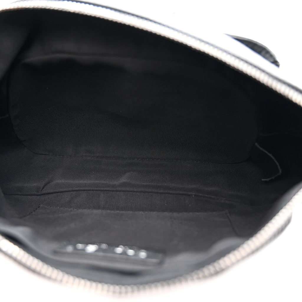 Crumpled Calfskin Quilted Casual Rock Waist Bag Fanny Pack Black