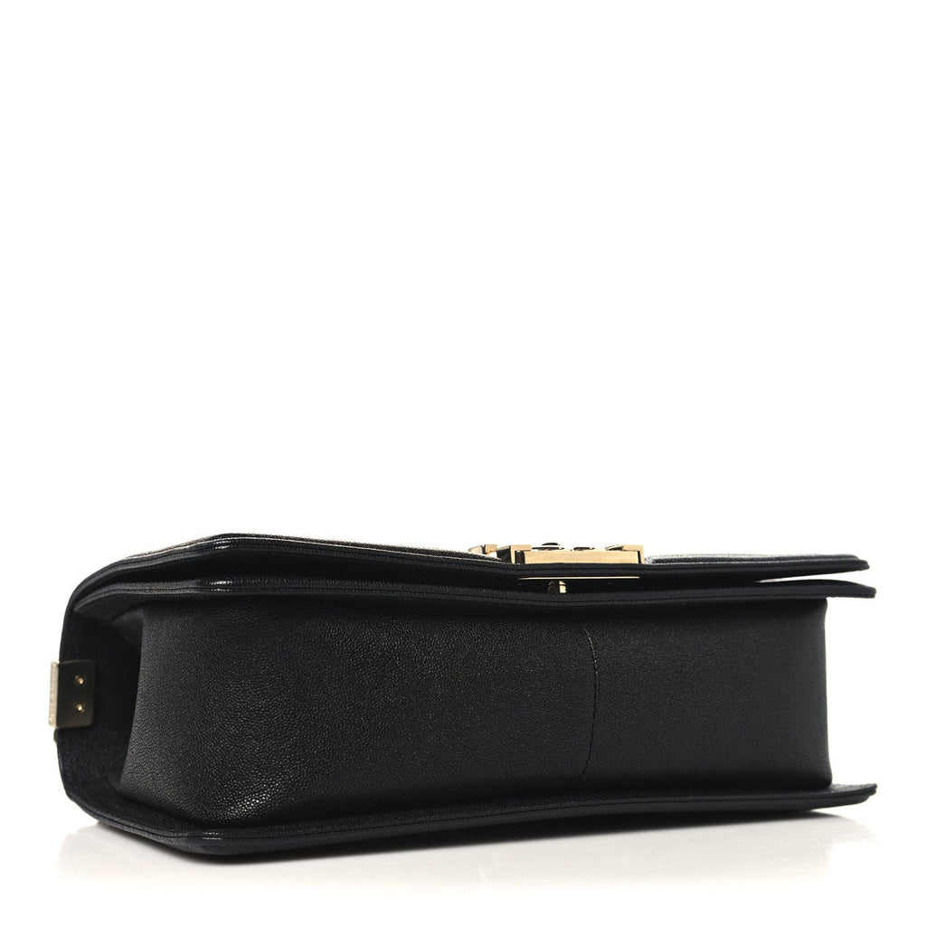 Chanel Caviar Chevron Quilted Medium Boy Flap Black