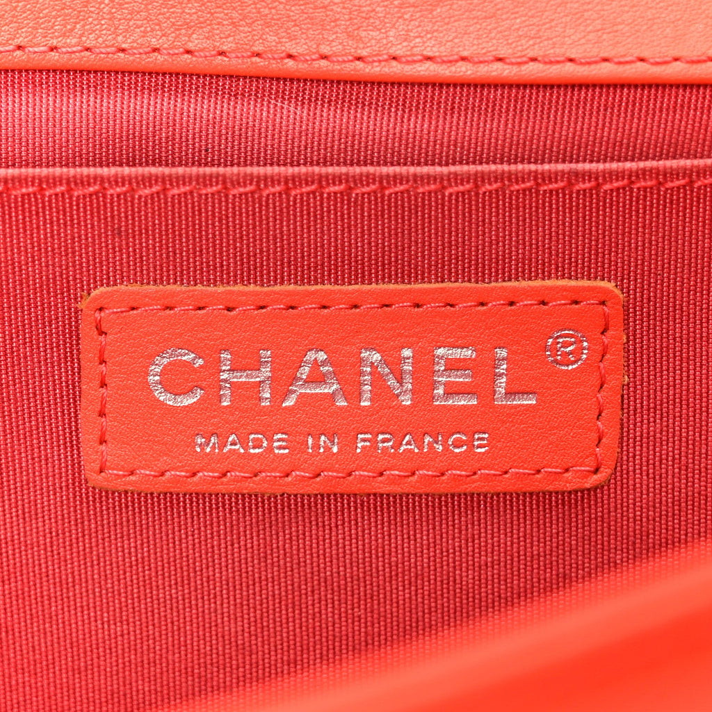 Chanel Lambskin Chevron Quilted Medium Boy Flap Red