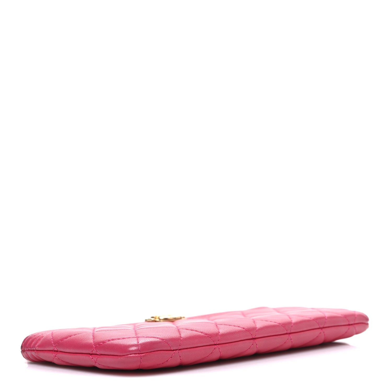 Lambskin Quilted Small Boy Zipped Pouch Dark Pink