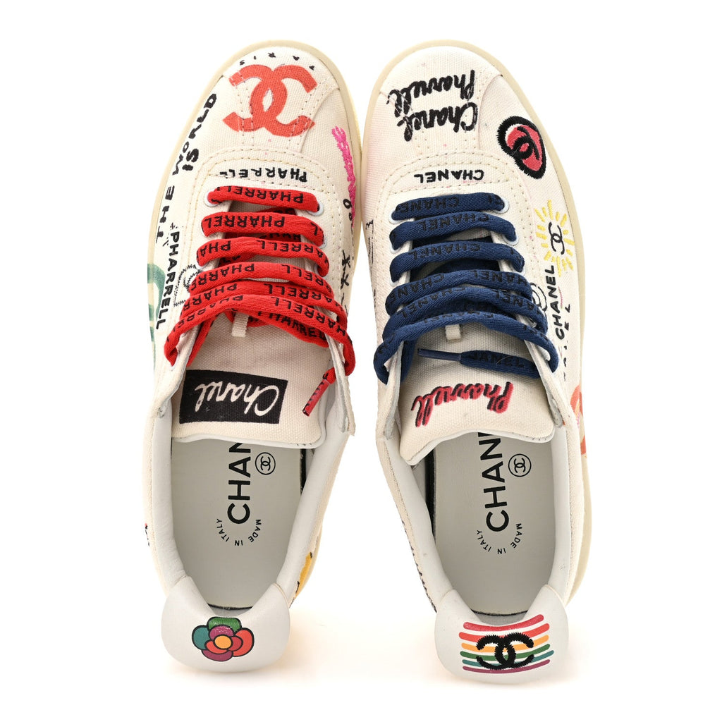 Chanel x Pharrell Williams Canvas Womens Sneakers 35 White Multicolor