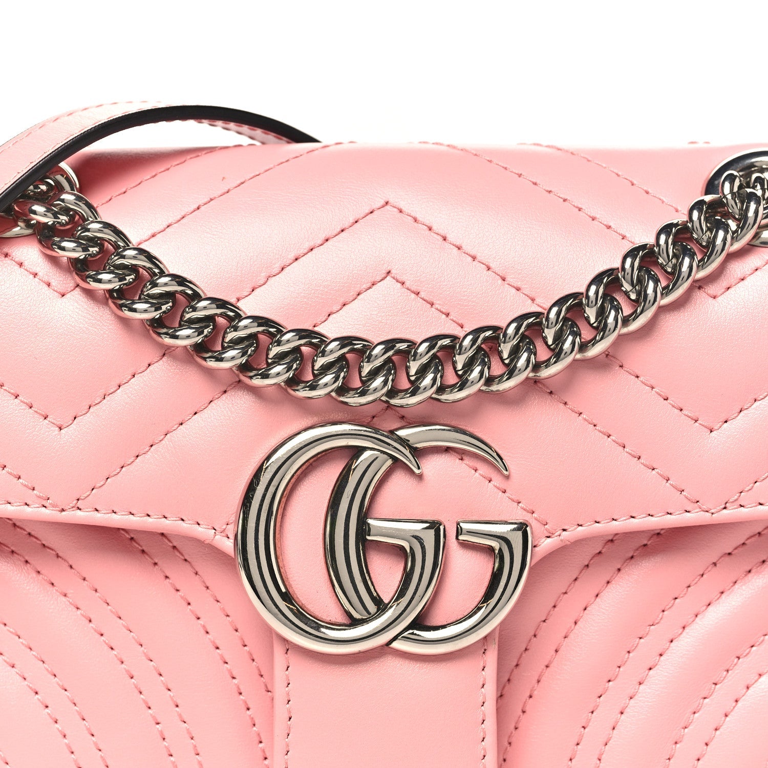Gucci Calfskin Matelasse Mini GG Marmont Shoulder Bag  Wild Rose