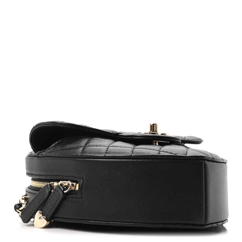 Chanel Lambskin Quilted Large CC In Love Heart Bag Black