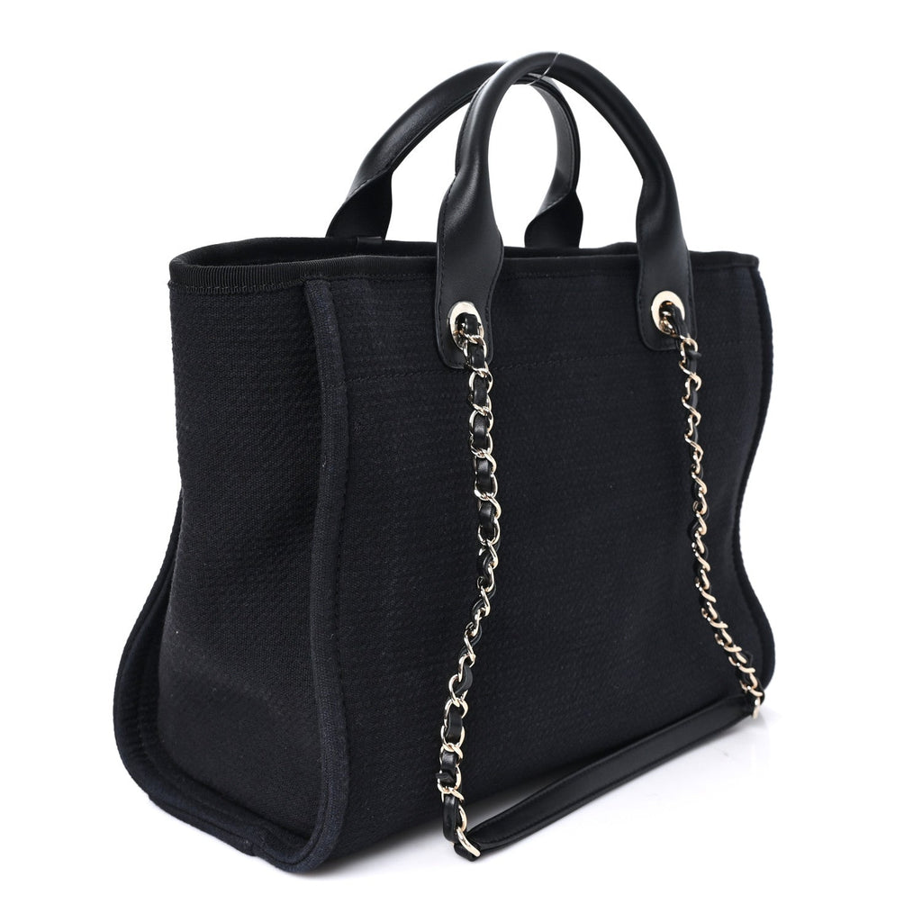 Chanel Mixed Fibers Calfskin Small Deauville Tote Black