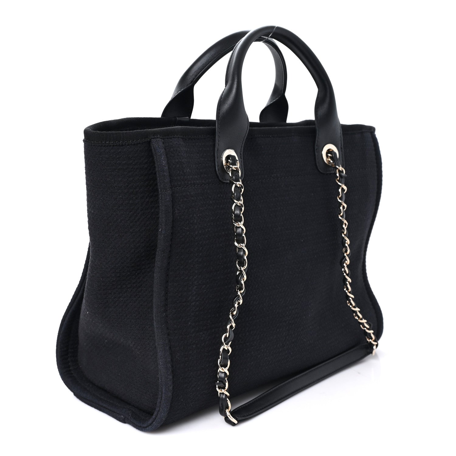 Chanel Mixed Fibers Calfskin Small Deauville Tote Black