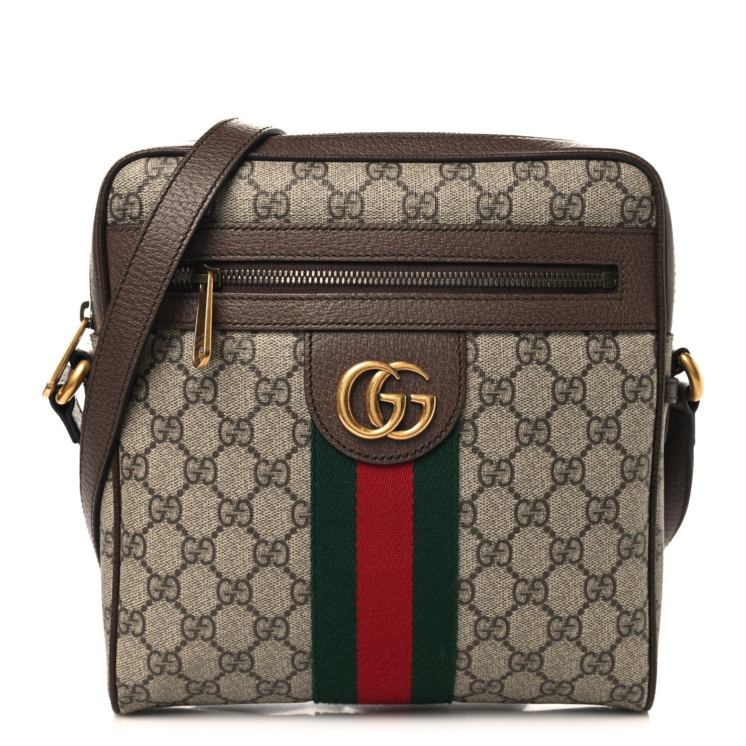 Gucci GG Supreme Monogram Web Small Ophidia Messenger Bag Brown