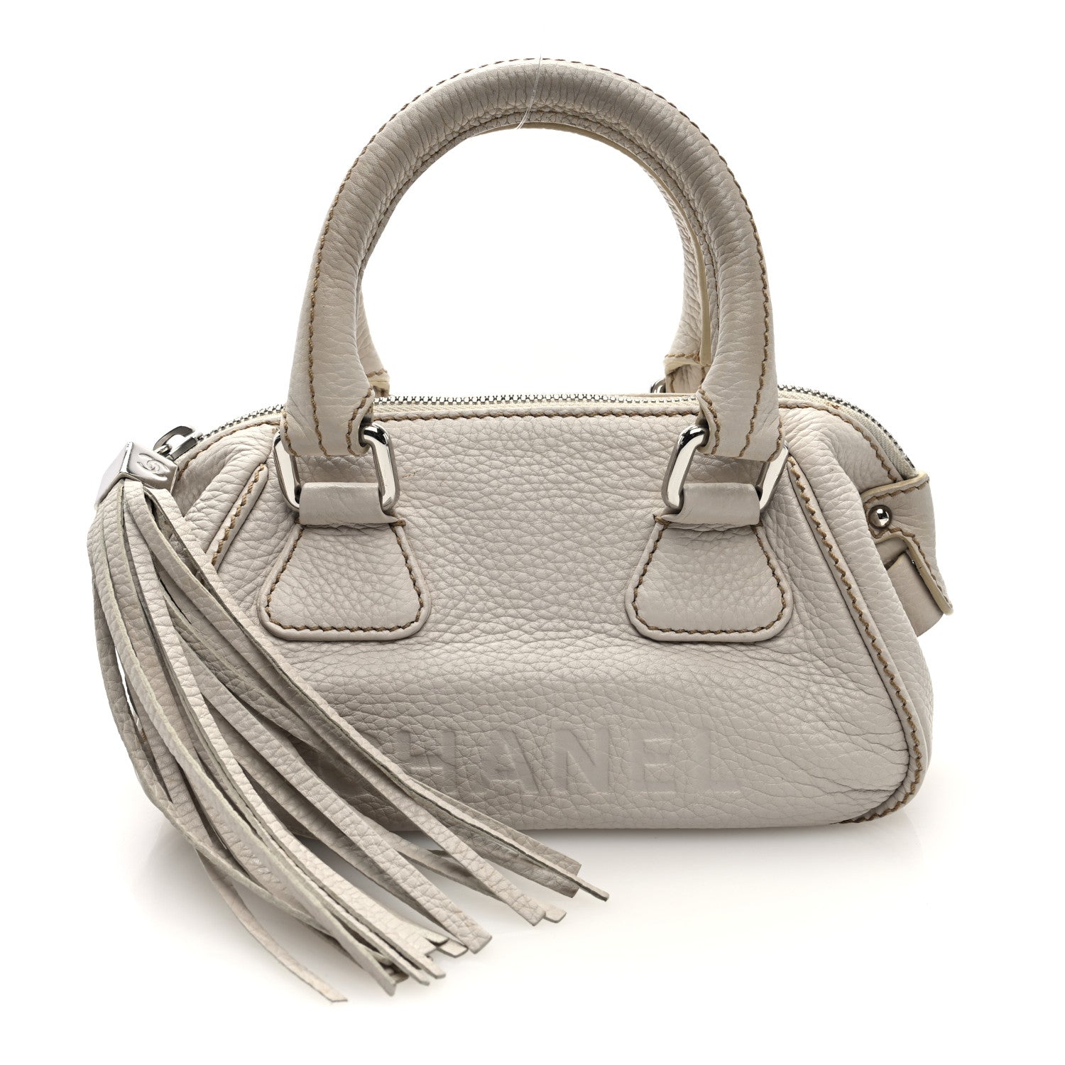 Chanel Calfskin Lax CC Small Bowler Bag White