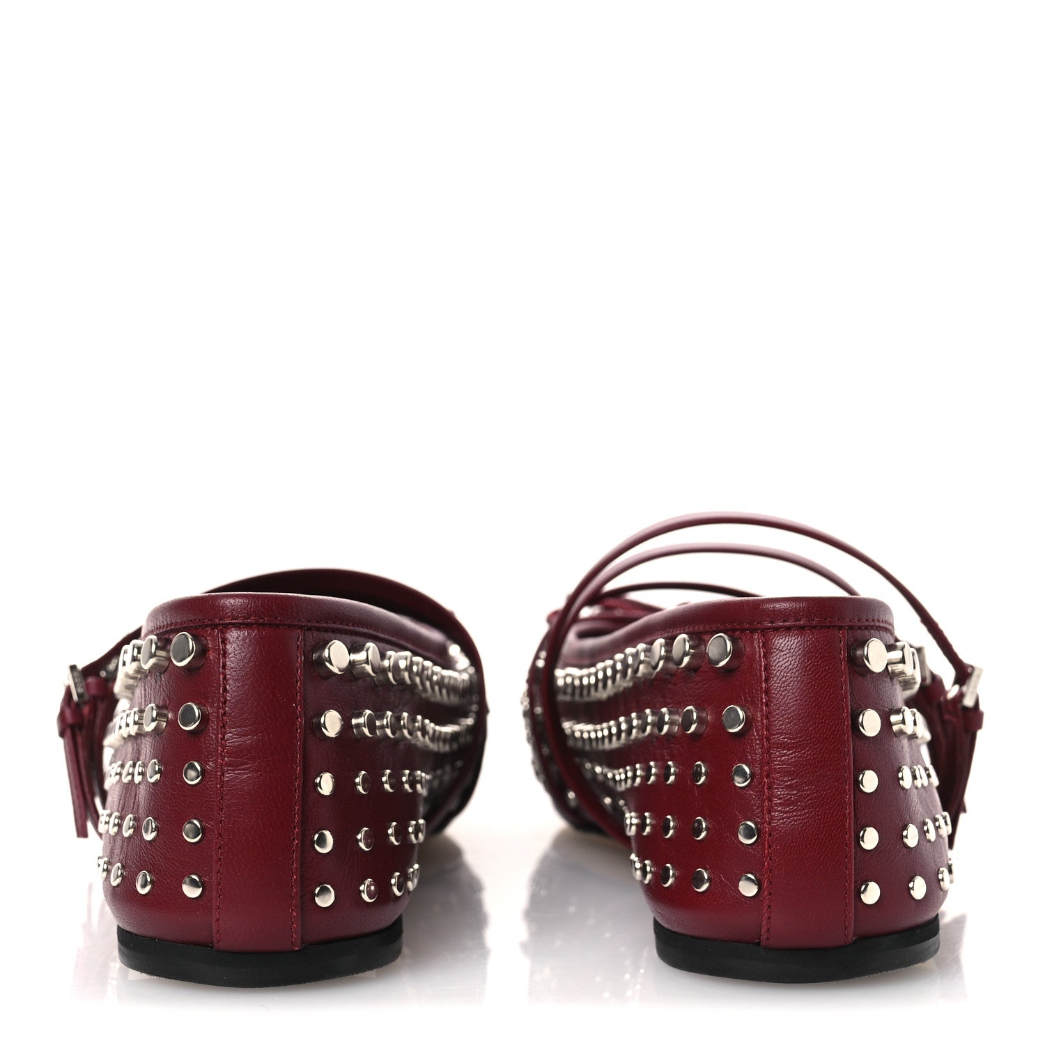 Gucci Nappa Carmaque Studded Horsebit Ballet Flats 39 Rosso Ancora