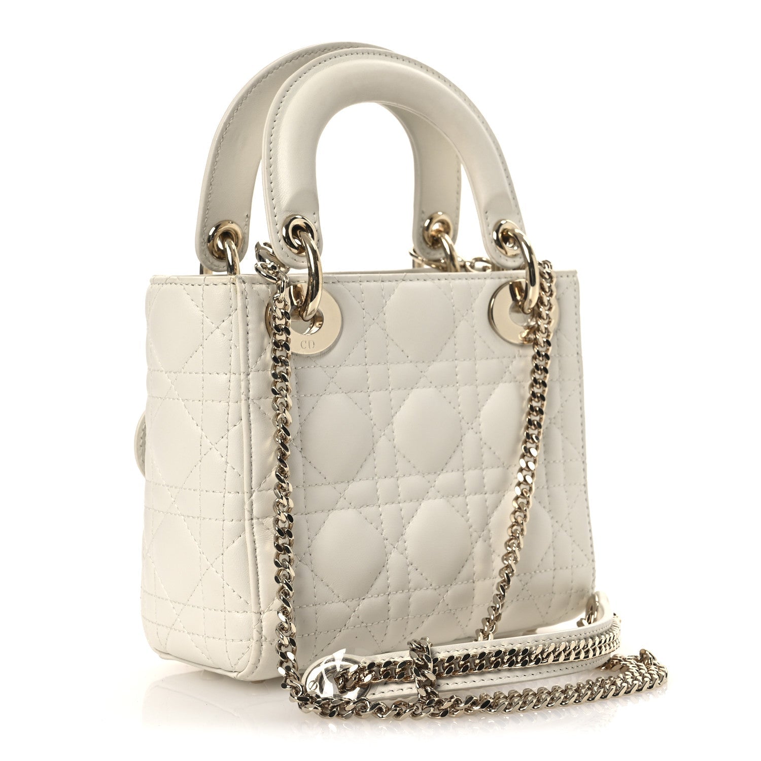 Christian Dior Lambskin Cannage Mini Lady Dior White