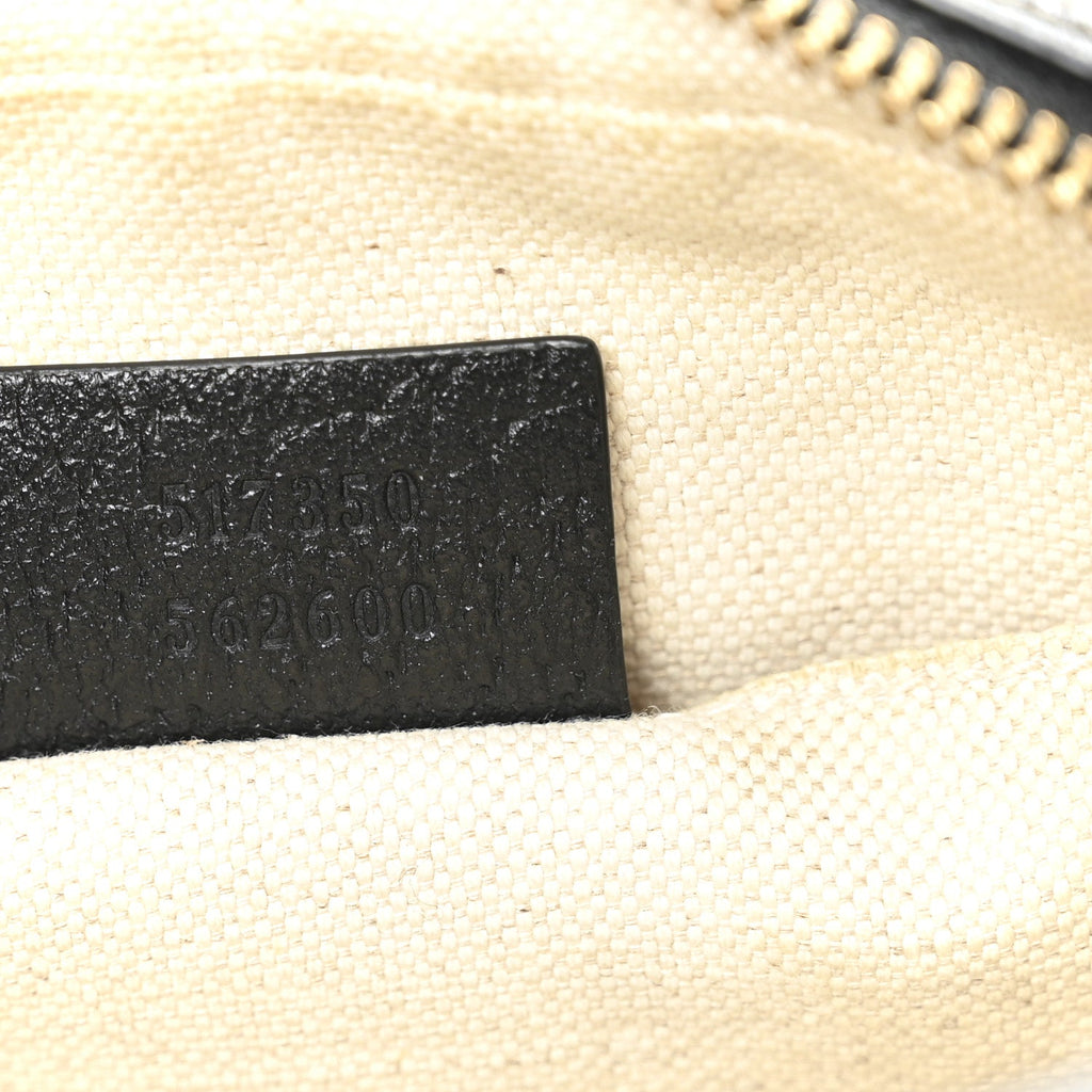Gucci Jacquard Black Denim GG Monogram Textured Dollar Calfskin Mini Ophidia Shoulder Bag Black Ivory