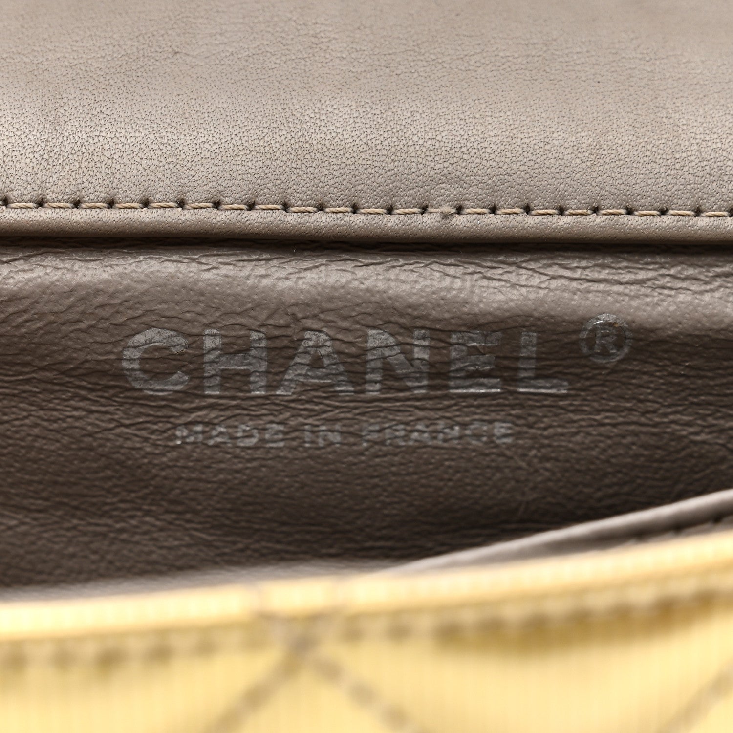 Chanel Striated Patent Quilted Extra Mini Rectangular Flap Gold