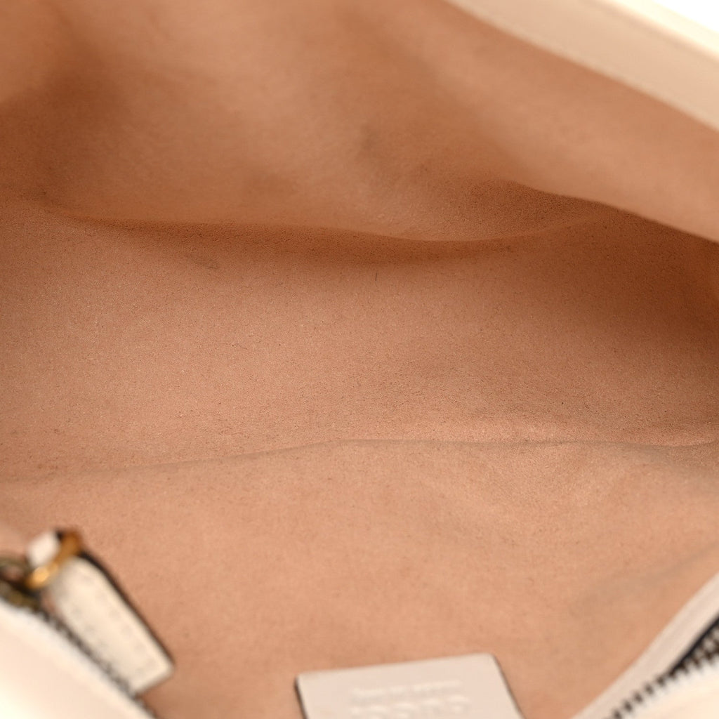 Gucci Calfskin Matelasse Small GG Marmont Shoulder Bag White
