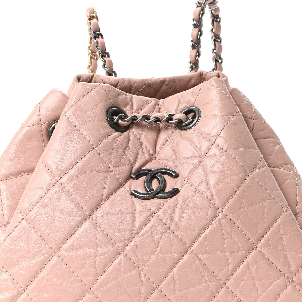 Chanel Aged Calfskin Quilted Small Gabrielle Backpack Pink