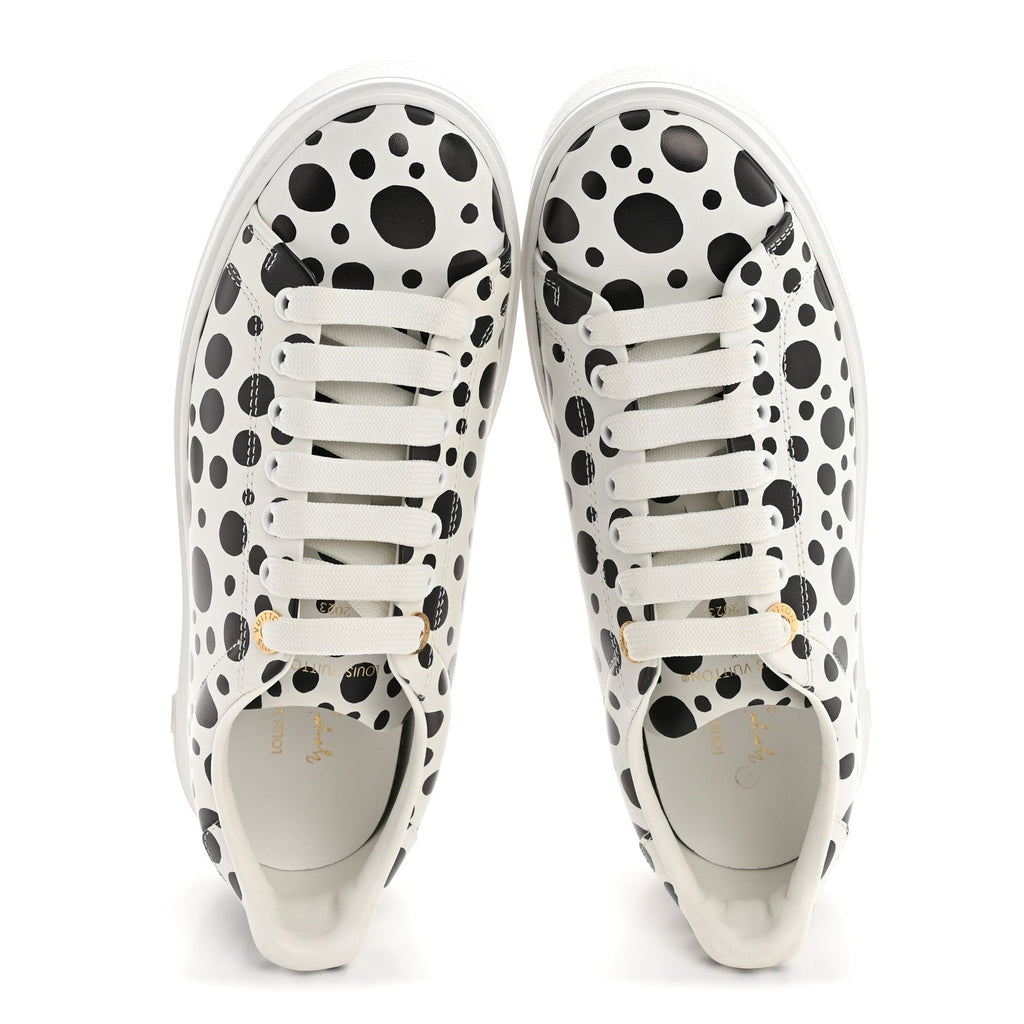 Louis Vuitton LV X YK Calfskin Printed Infinity Dots Time Out Sneakers 38 White