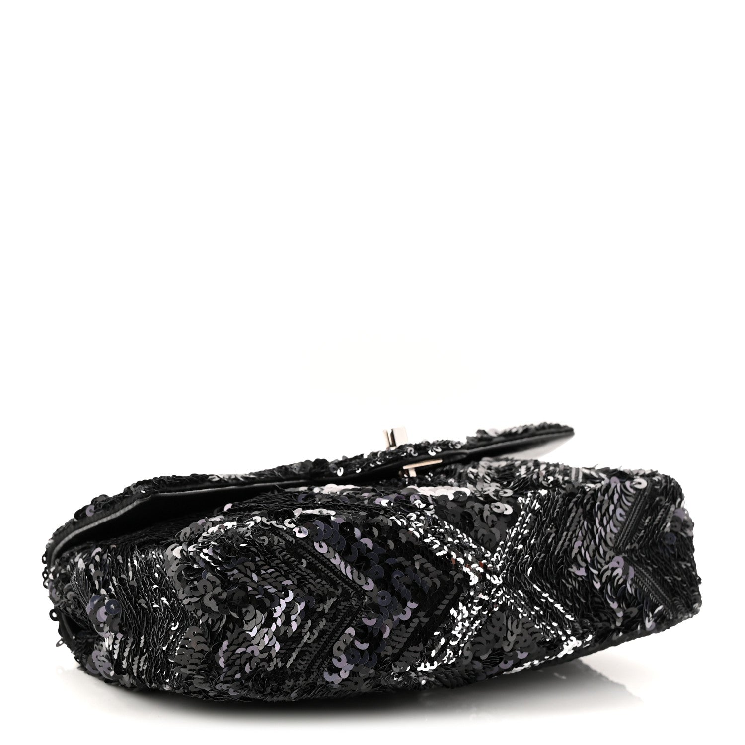 Chanel Sequins Chevron Mini Rectangular Flap Black