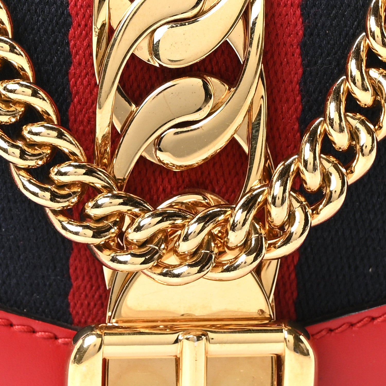 Gucci Calfskin Mini Sylvie Chain Shoulder Bag Hibiscus Red