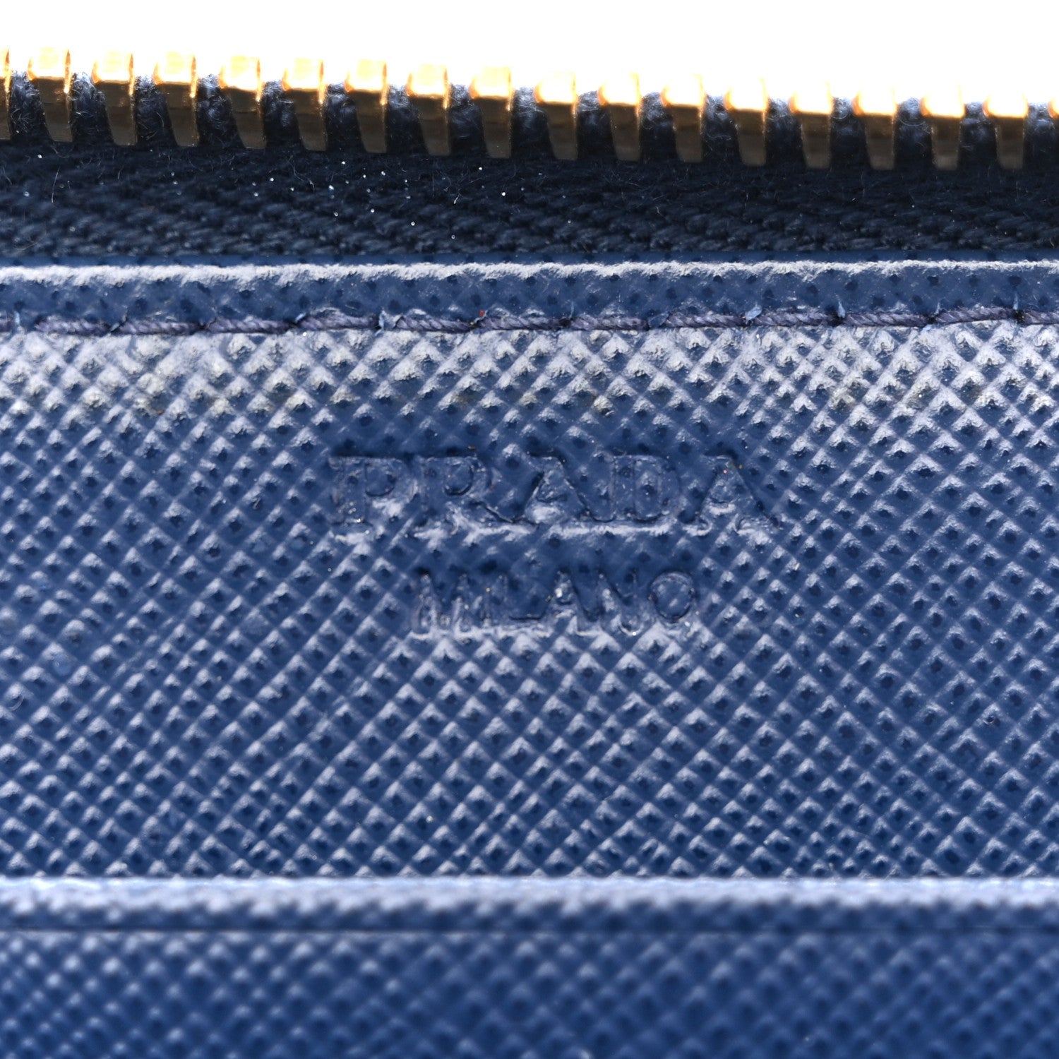 Prada Saffiano Metal Zip Around Wallet Baltico