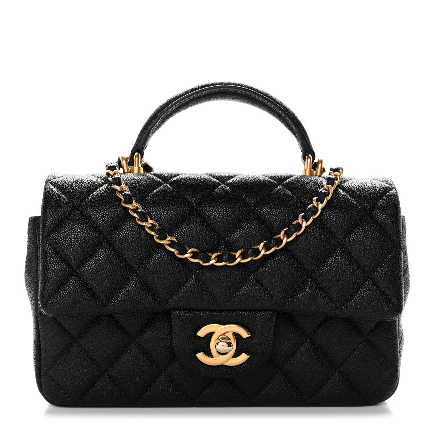 Chanel Caviar Quilted Mini Top Handle Rectangular Flap Black