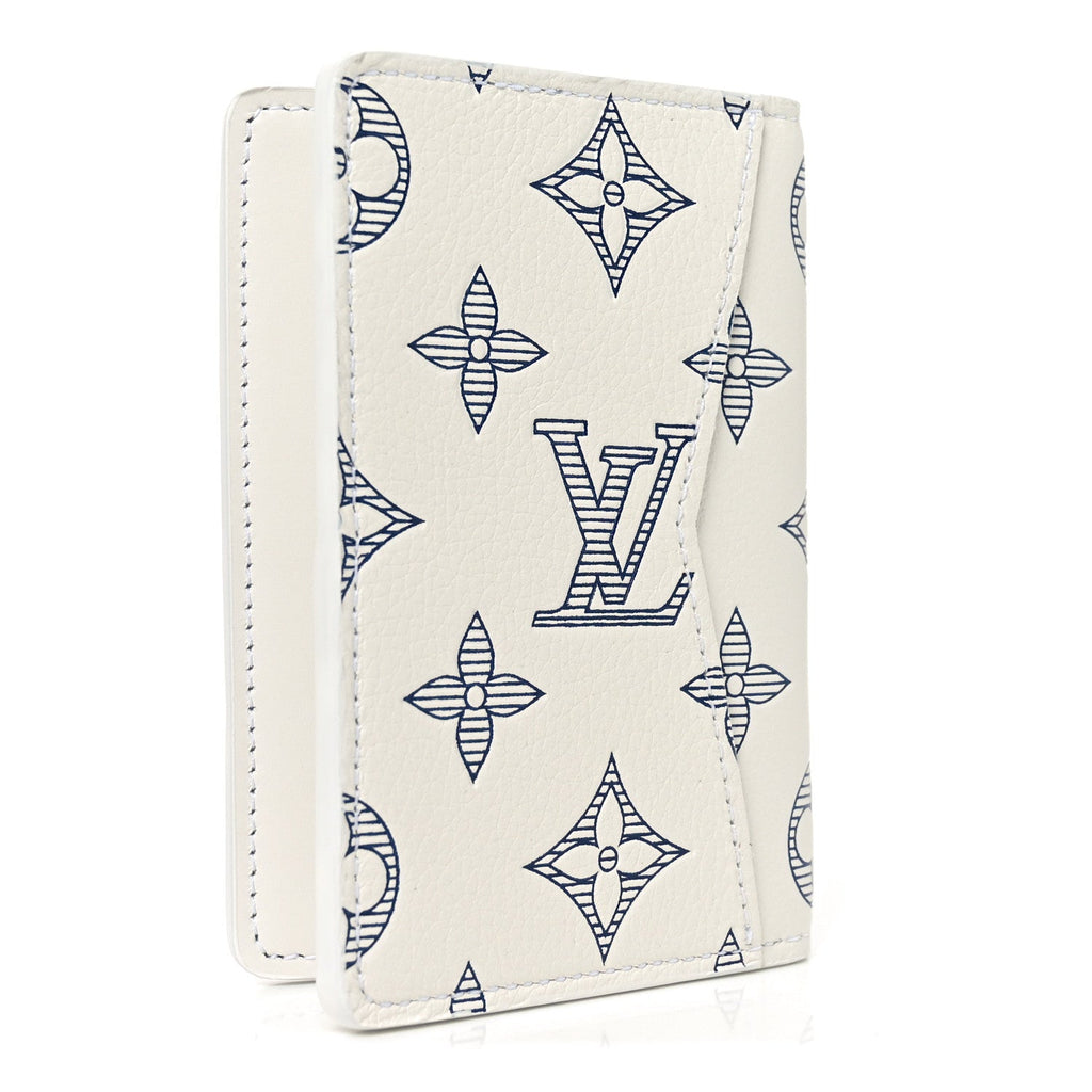 Louis Vuitton Calfskin Monogram Shadow Pocket Organizer NM White Navy
