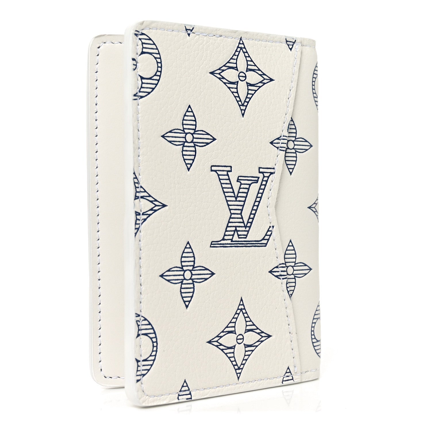 Louis Vuitton Calfskin Monogram Shadow Pocket Organizer NM White Navy