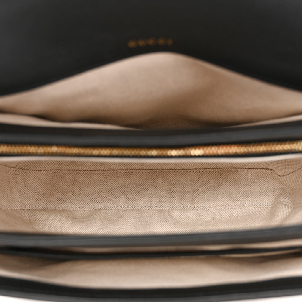 Gucci GG Supreme Monogram Horsebit 1955 Soft Small Shoulder Bag Beige Black