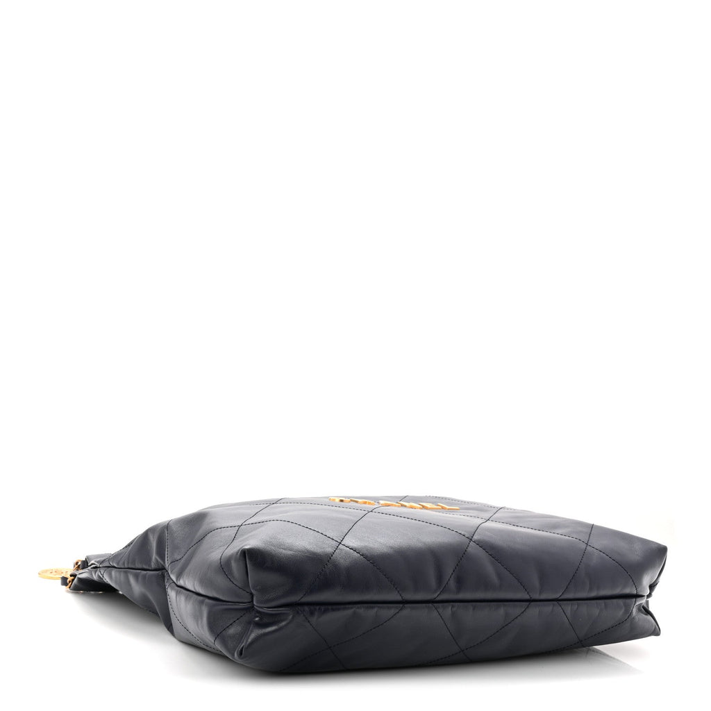 Chanel Shiny Calfskin Quilted Chanel 22 Navy Blue