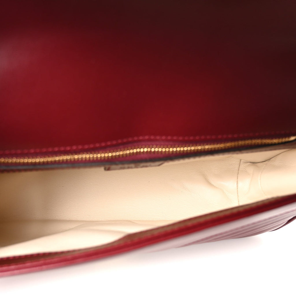 Gucci Calfskin Matelasse Small GG Marmont Shoulder Bag Ancora Red