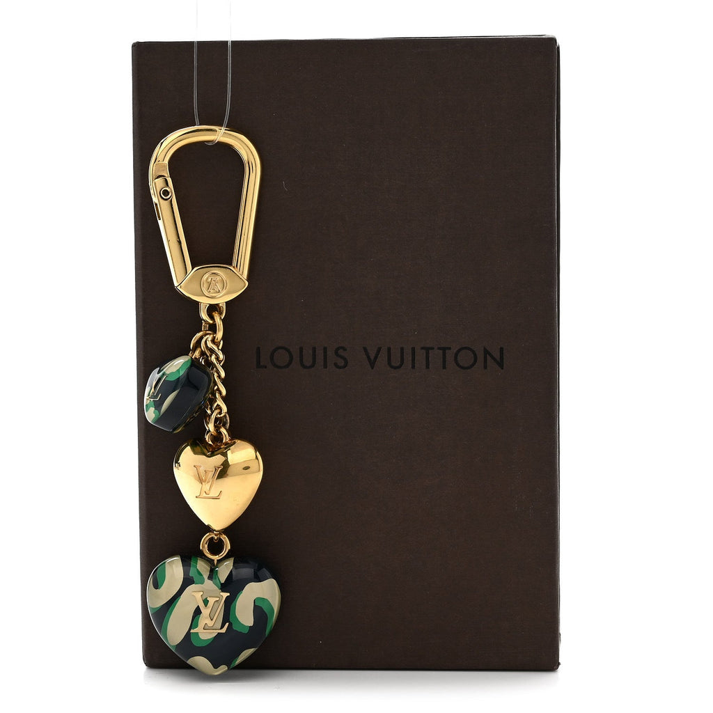Louis Vuitton Leopard Heart Bag Charm Key Holder Blue Infini