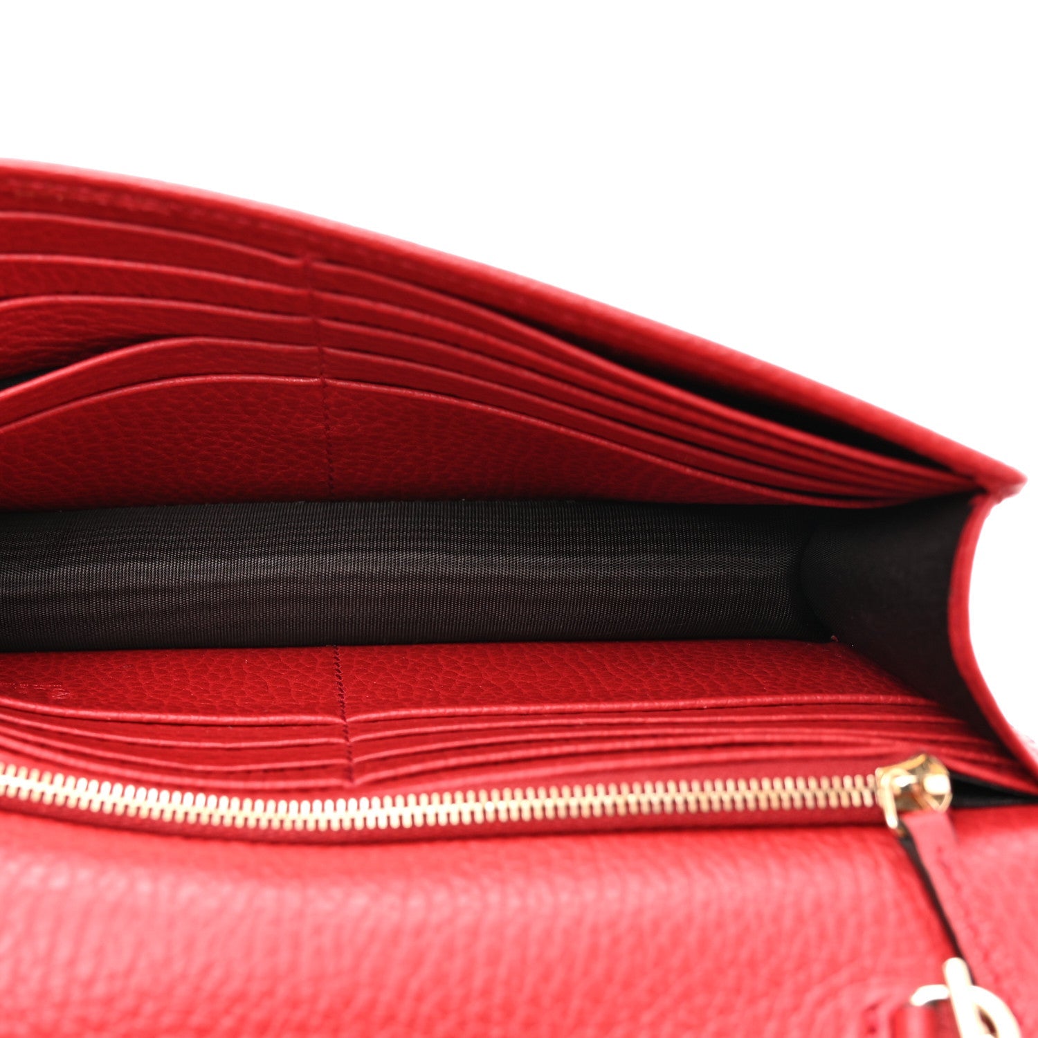 Gucci Dollar Calfskin Interlocking G Chain Wallet Red