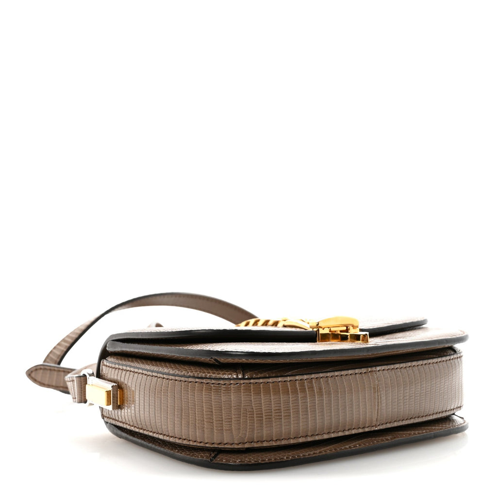 Gucci Lizard Mini Sylvie 1969 Messenger Bag Taupe