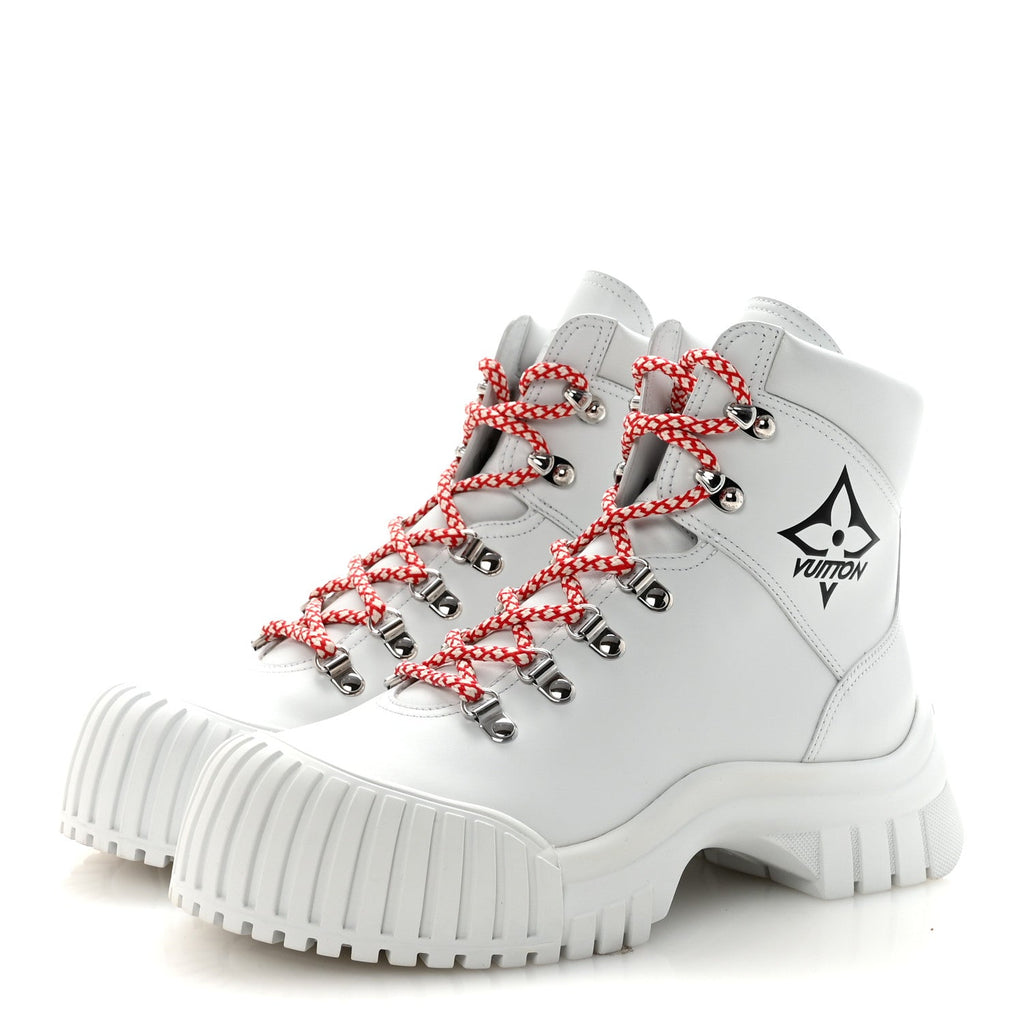 Louis Vuitton Calfskin Ruby Flat Ranger Boots 38 White