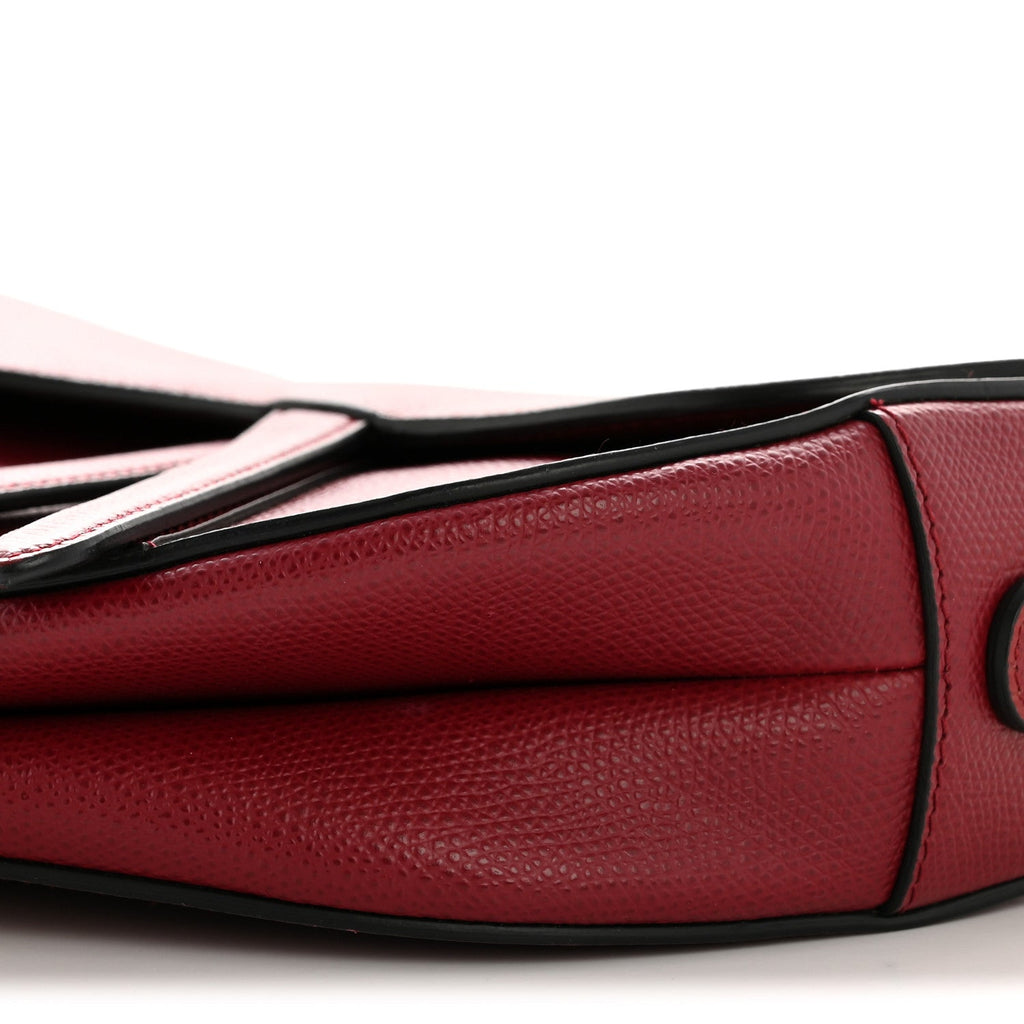 Christian Dior Grained Calfskin Saddle Bag Red