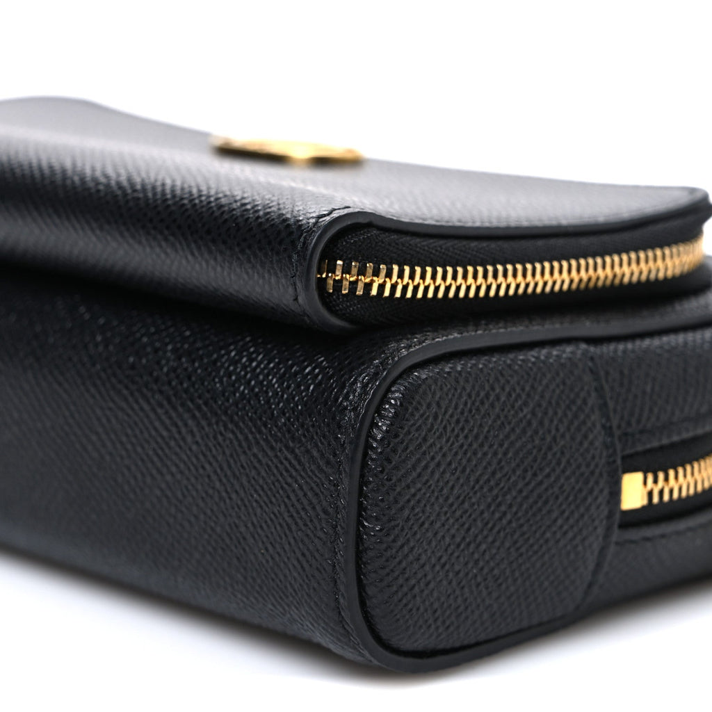 Christian Dior Grained Calfskin Caro Double Pouch Black