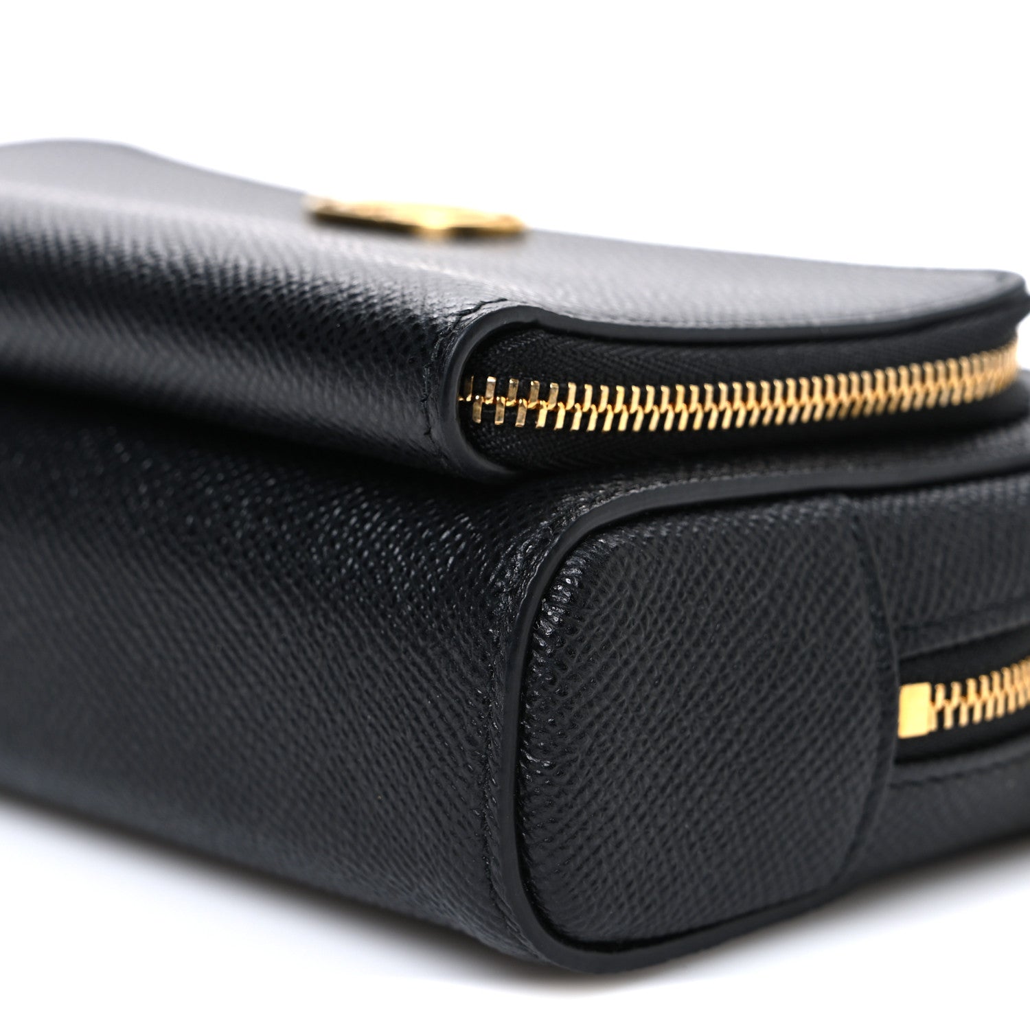 Christian Dior Grained Calfskin Caro Double Pouch Black