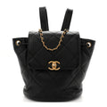 Chanel Lambskin Quilted Logo Mini Backpack Black