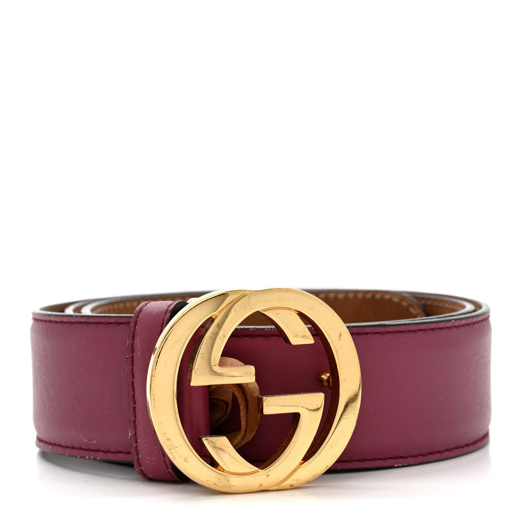 Gucci Moon Calfskin Interlocking G 37mm Belt 80 32 Glossy Pink