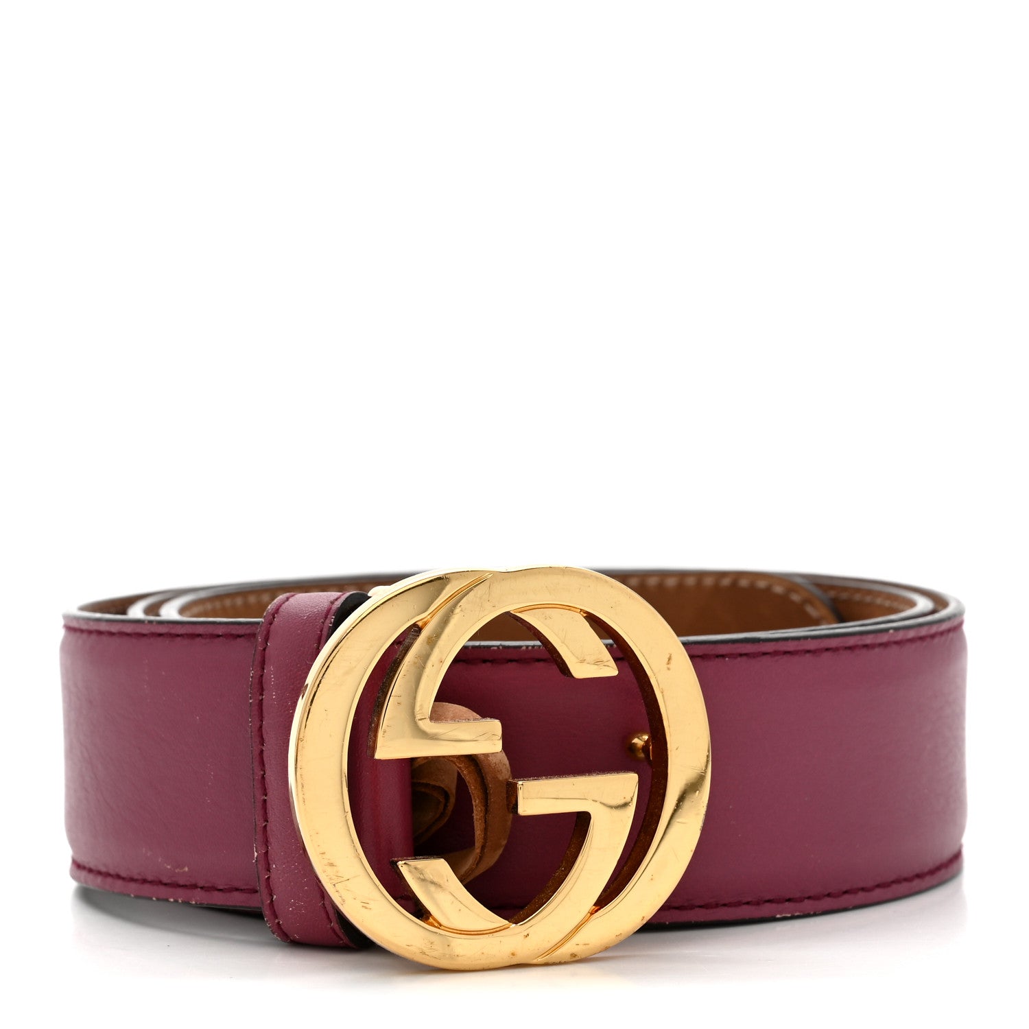 Gucci Moon Calfskin Interlocking G 37mm Belt 80 32 Glossy Pink