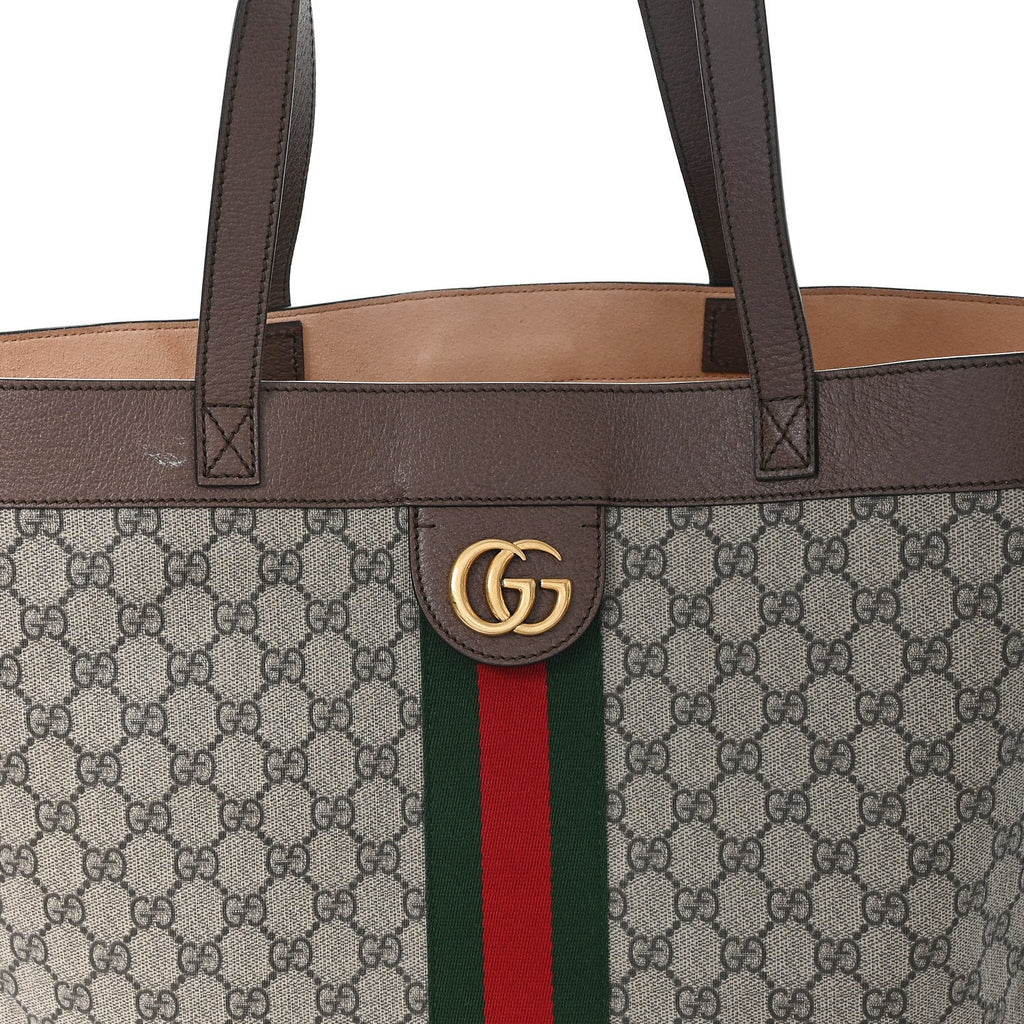 Gucci GG Supreme Monogram Web Ophidia Tote Brown