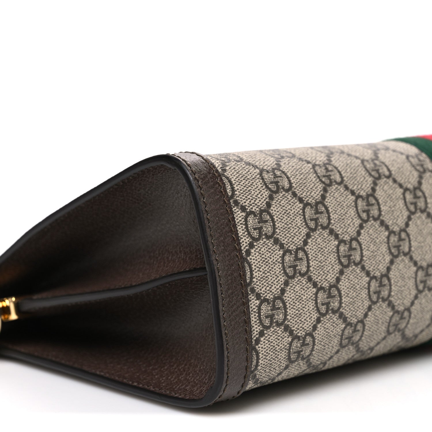 Gucci GG Supreme Monogram Web Medium Ophidia Chain Shoulder Bag Brown