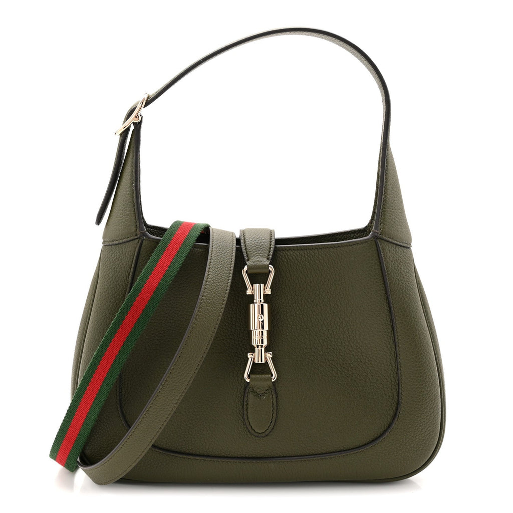 Gucci Sea Calfskin Web Medium Jackie 1961 Hobo Dark Green