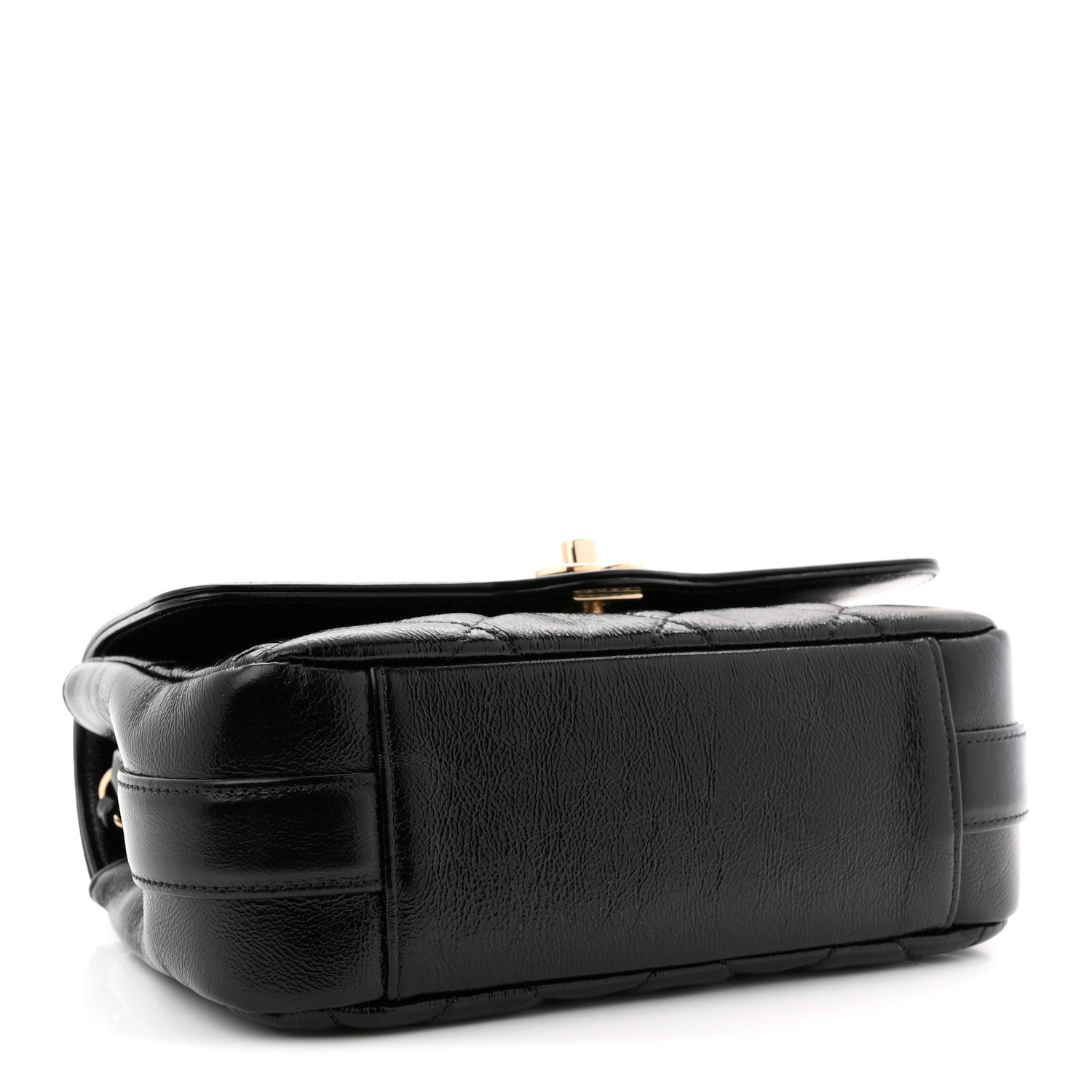 Chanel Crumpled Glazed Lambskin Quilted Mini Flap Black